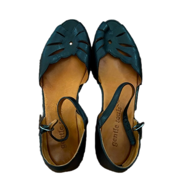 Shoes - GENTLE SOULS Kenneth Cole, LILY MOON Black Leather Ankle Strap peep toe